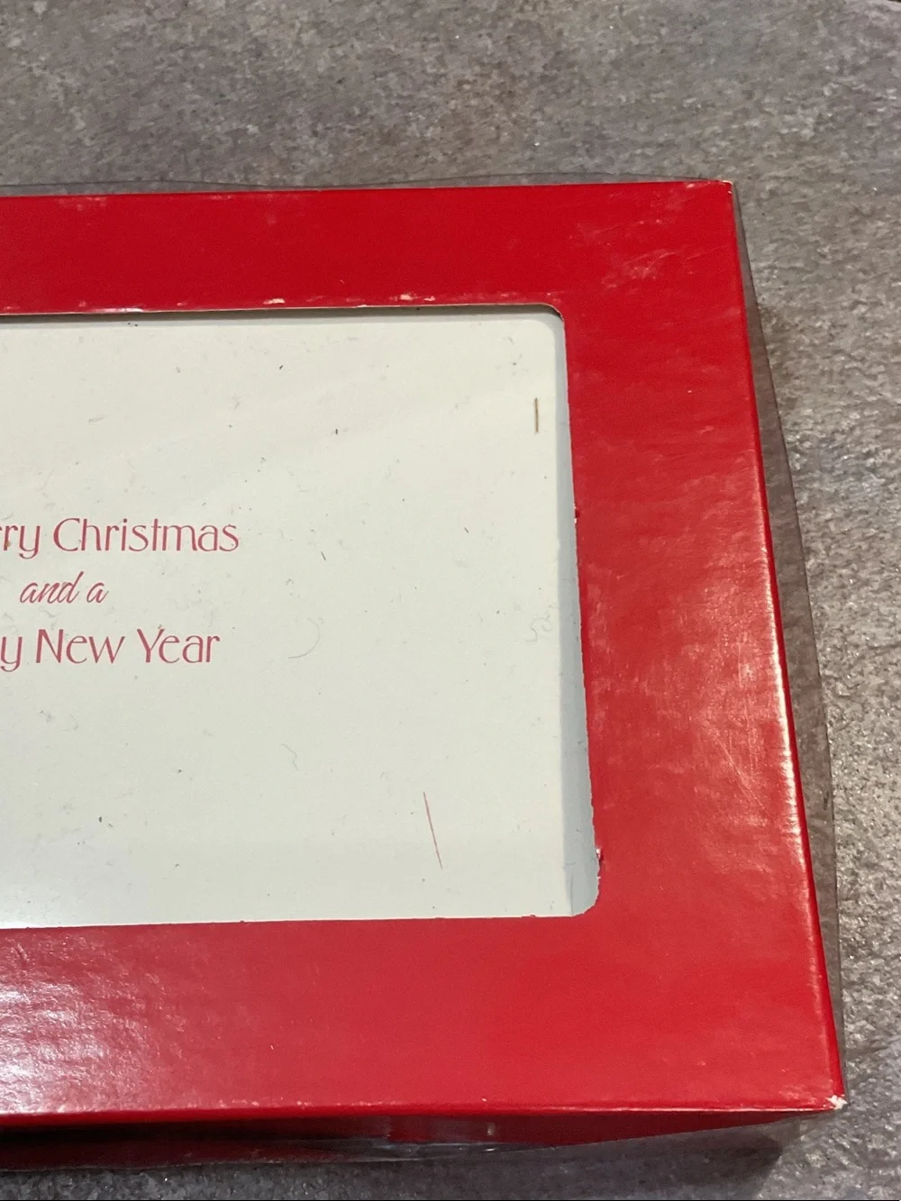 Holiday Harbor Christmas Cards - Red Border, Blue Scenic Design